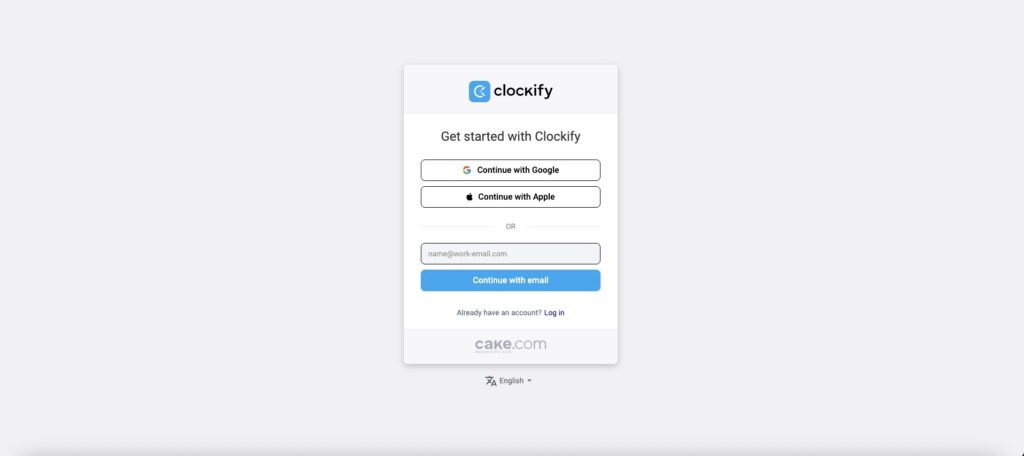 Clockify Googleアカウント登録