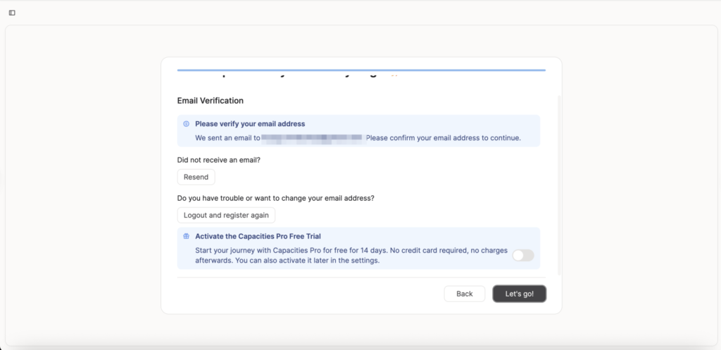 メールアドレスの認証画面