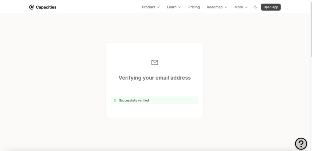 メールアドレス認証成功画面