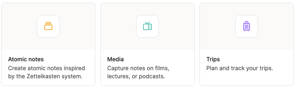 Capacitiesのオブジェクトタイプの選択画面3