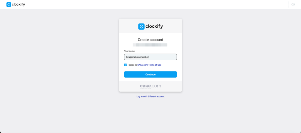 Clockifyアカウント作成画面